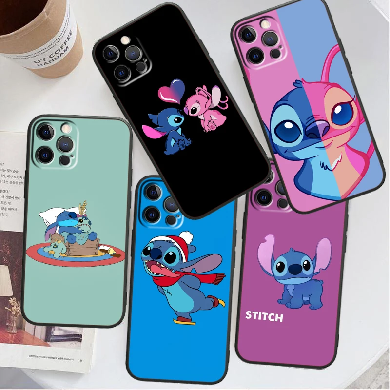 

Anime Stitch Cute Art Phone Case For Apple iPhone 14 13 12 11 SE XS XR X 7 8 6 Mini Plus Pro MAX 2020 Black Soft Cover