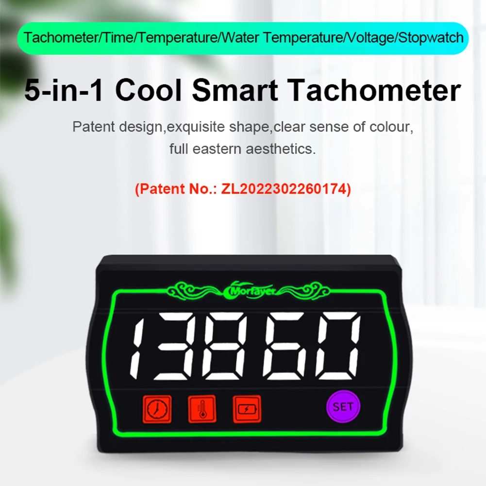 

1pcs Motorbike Rpm Time Meter Voltage Water Temperature Mini 4 In 1 Digital Display Motorbike Meter Time/water Temperature