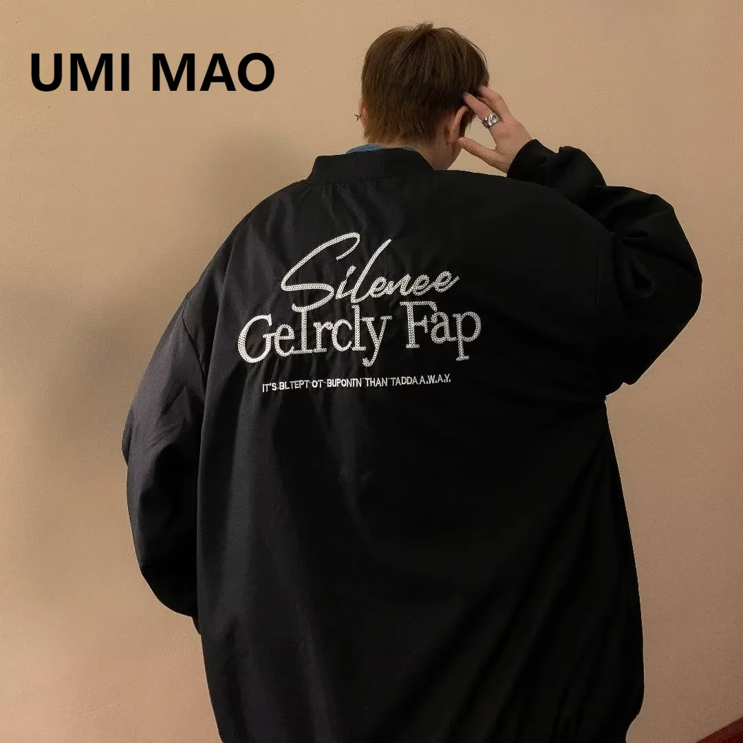 

UMI MAO Men's Clothing Jacket Literary Artistic Multi Pocket Work Autumn Winter Loose Long Sleeved Coat Worn On Both Sides