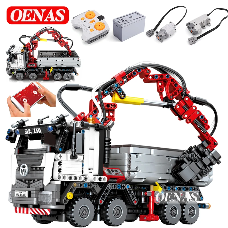 

Конструктор MOC 20005 42043 Expert City, высокотехнологичный Радиоуправляемый тяжелый грузовик, модель крана, детские игрушки для мальчиков, подарок н...