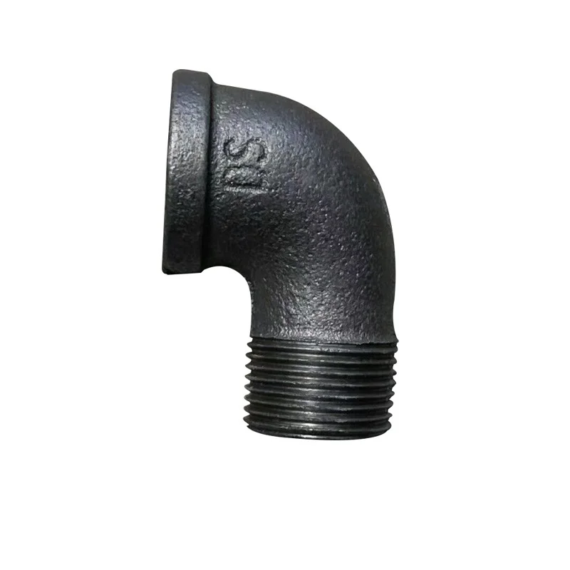 

Black malleable iron fittings cast iron pipe fittings 1/2" 3/4" 1" 2" short bend 90 male / female BSP elbow for retro decoration