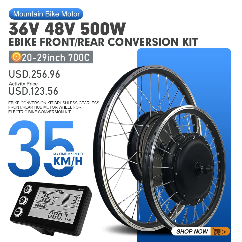

Electric Bicycle 36/48V 500W Conversion Kit 20-29 Inch 700C e-bike Brushless Front Rear Wheel Hub Motor For Ebike Conversion Kit