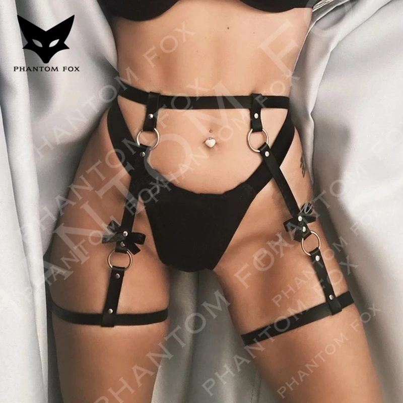 

Woman Harness Leather Body Bongage Set Sexy Lingerie Adult Party Goth Leg Garter Stocking Waist Belt Underwear Accessories