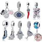 Подвеска для браслета и браслета, из серебра 925 пробы, с белым цирконом, 3 мм