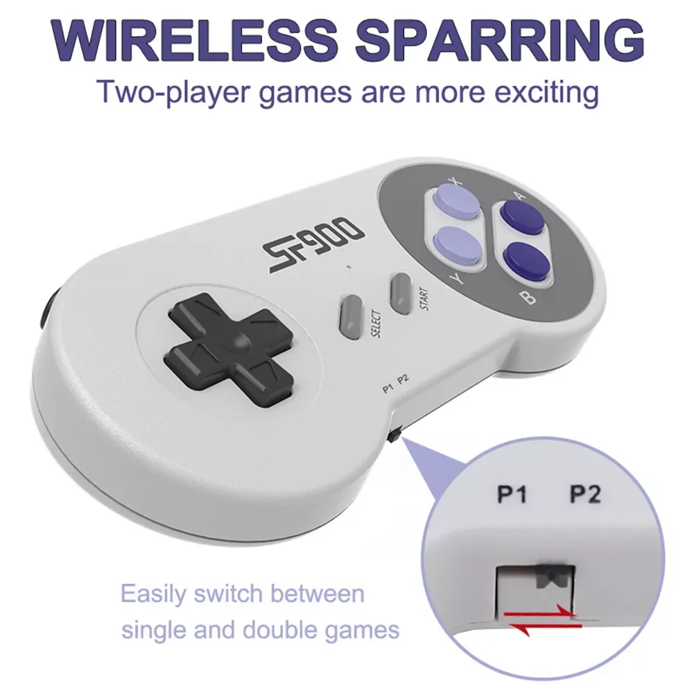 

NEW2023 SF900 Gaming Gamepads 4700 Games Retro Video Game Console HDMI- 2.4G Wireless Dual Gamepad for Sega Drive