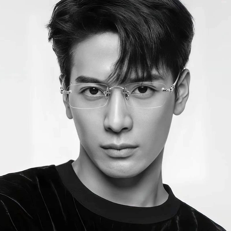 Очки OLAMINS мужские с титановой оправой оптические в ретро стиле без оправы при