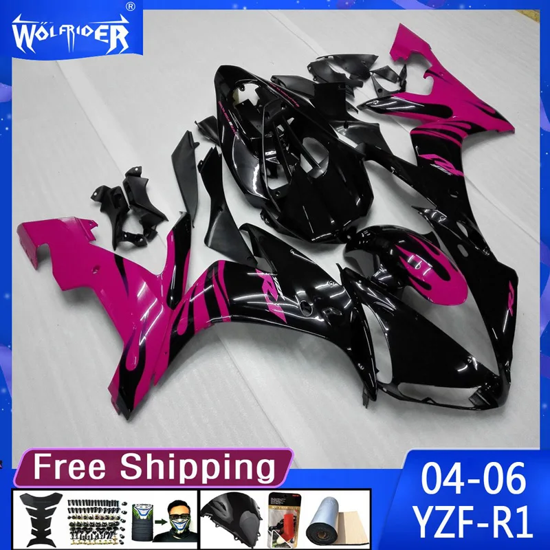 

Motorcycle cowl ABS plastic fairings for YZFR1 04-06 YZF-R1 2004-2006 Motorbike pink black fairing Manufacturer Customize cover