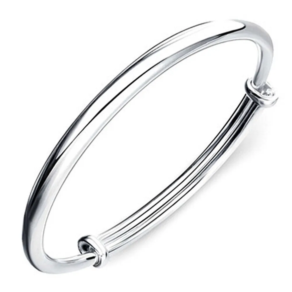 

Round Belly Bare Body Glossy Bracelet Versatile Simple Push Pull Silver Bracelet Women's Korean Version Open Bracelet