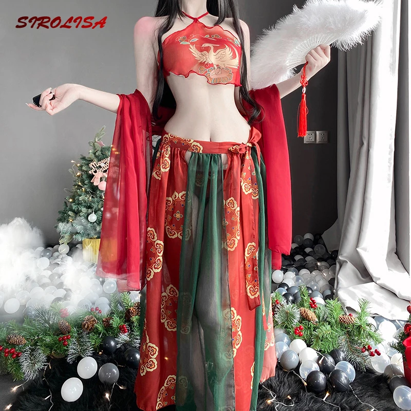 

Traditional Classic Chinese Sexy Lingerie Anime Cosplay Outfit Stage Costumes Chiffon See Through Bra And Dresses For Women