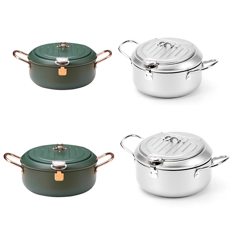 

Japan Tempura Frying Pan Household Mini Deep Filter Oil Pan With Thermometer Frying Pan Stainless Steel Household