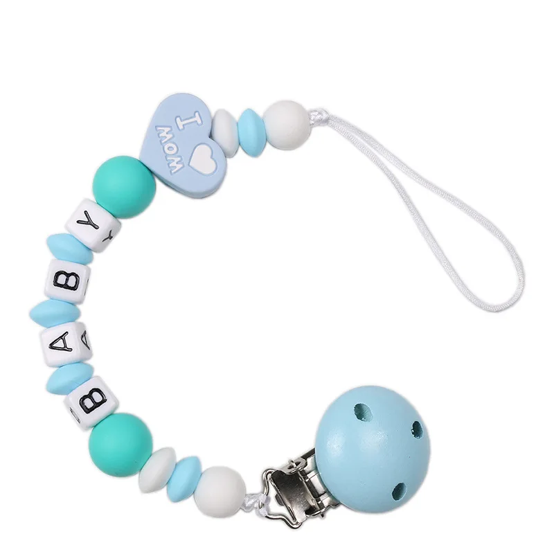 

Синие силиконовые зажимы для соски-пустышки с именем