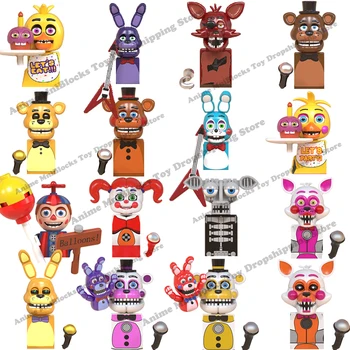 WM6074 WM6097 미니 브릭 FNAF 게임 피규어, 치카 보니, 폭시, 프레디 베어, 나이트메어 보이, 아기 스켈레톤, 스릴러 조립 장난감 선물