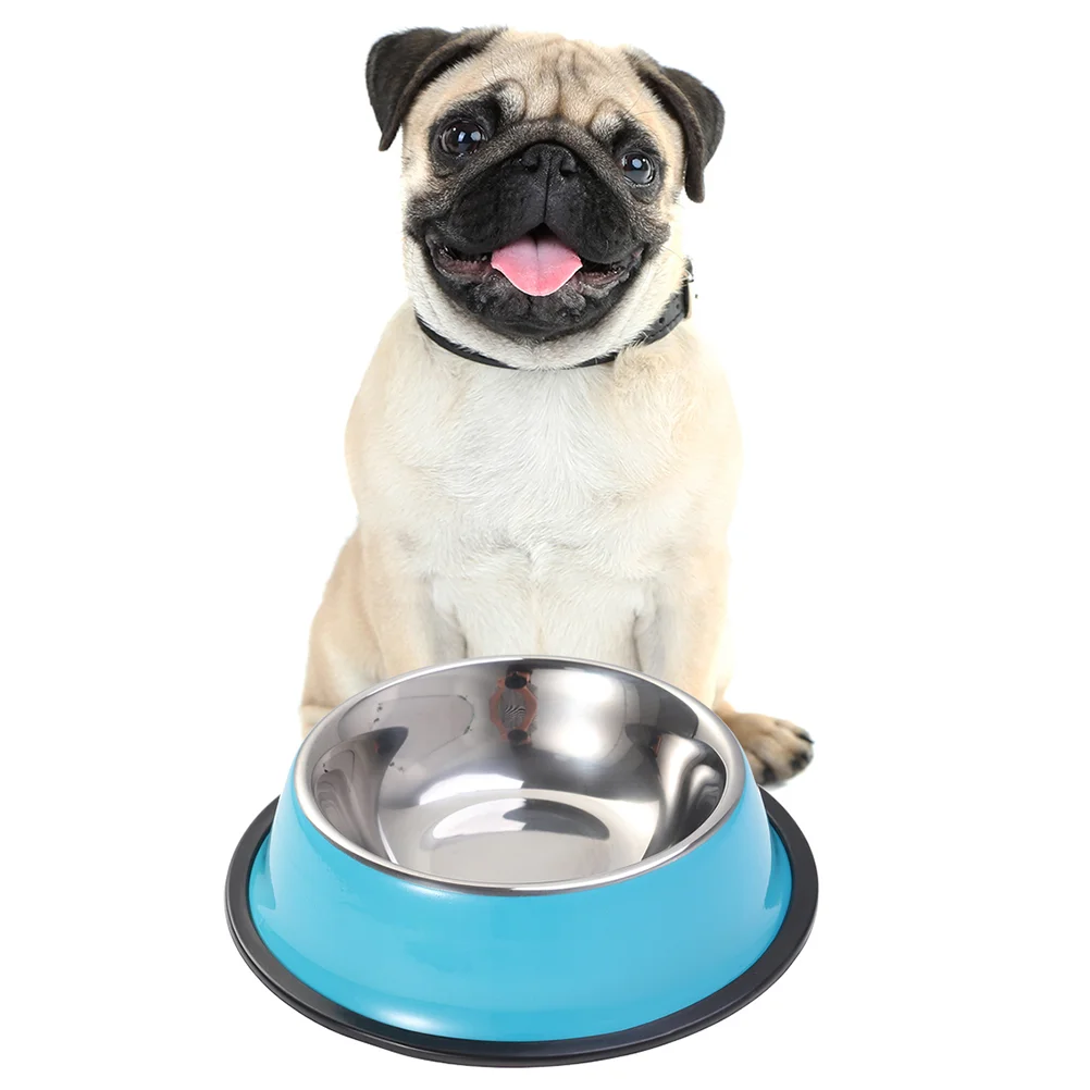 Stainless Steel Dog Bowl for Dish Water Paw Food Pet Puppy Cat Feeder 18cm (Green) pet bowl supplies