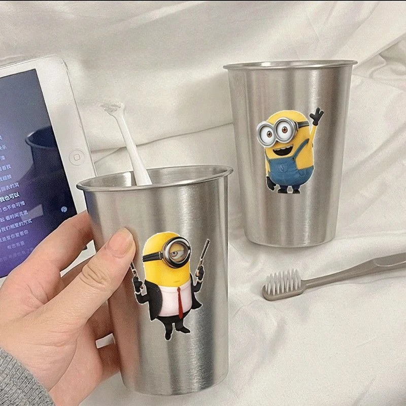 Фото Кружка для полоскания рта Minionsed из нержавеющей стали 304, мультяшная, устойчивая к плесени, ударопрочная, для дома, портативная, для зубных щеток и воды №2