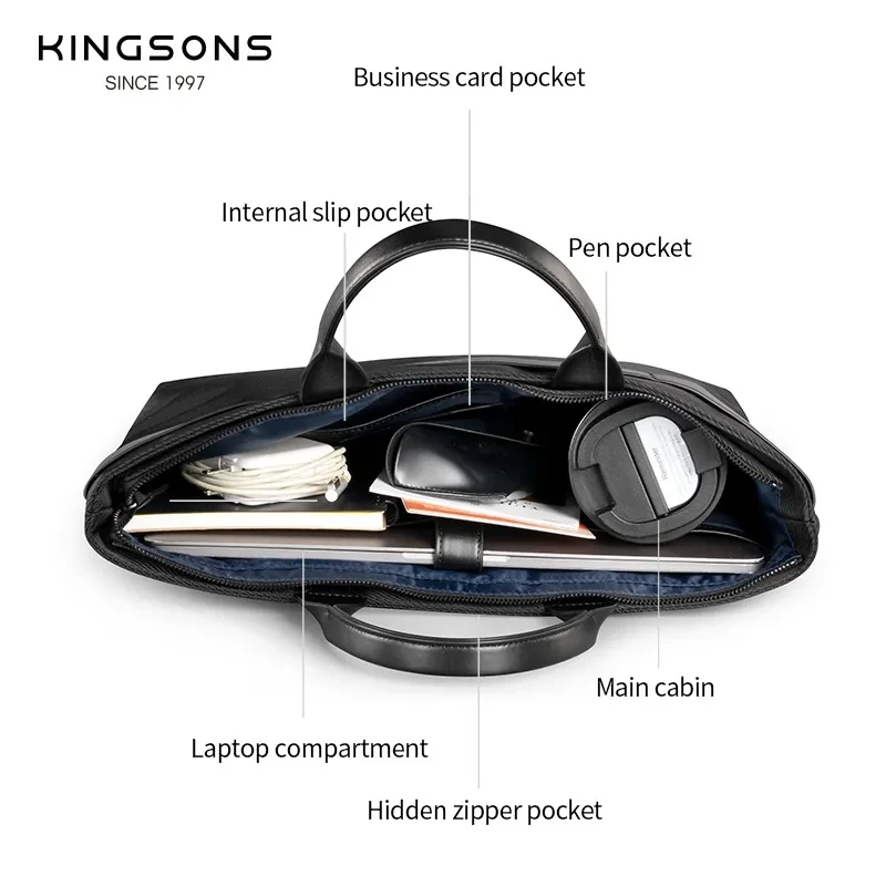 Портфель Kingsons для мужчин сумка ноутбука 15 6 дюймов через плечо мужской чехол Macbook