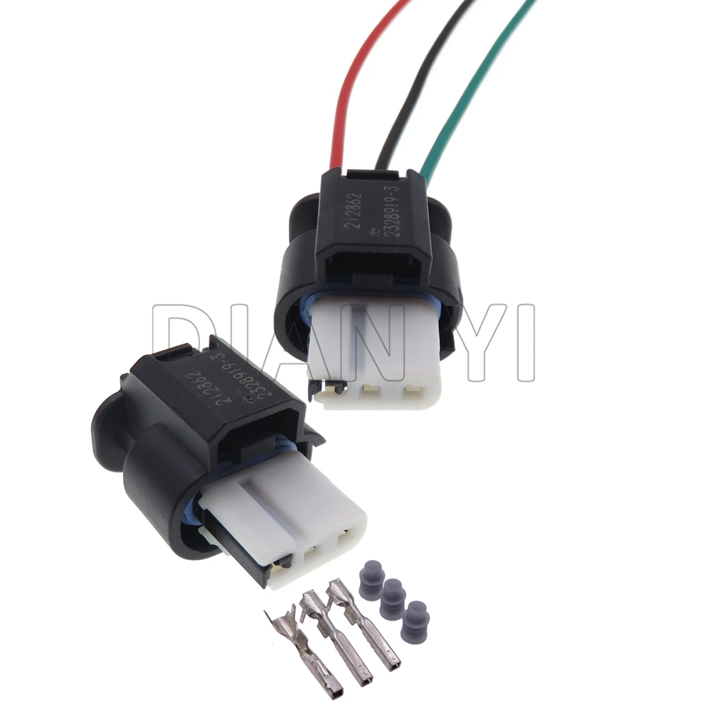 

1 Set 3 Way Car Plug-in Automobile Wiring Terminal Socket 2328919-3 Auto Electrical Connector with Cables