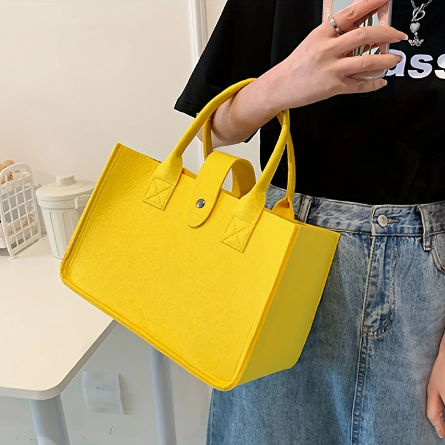 Элегантная сумка-тоут из фетра большой вместимости для покупок мамы и подарков