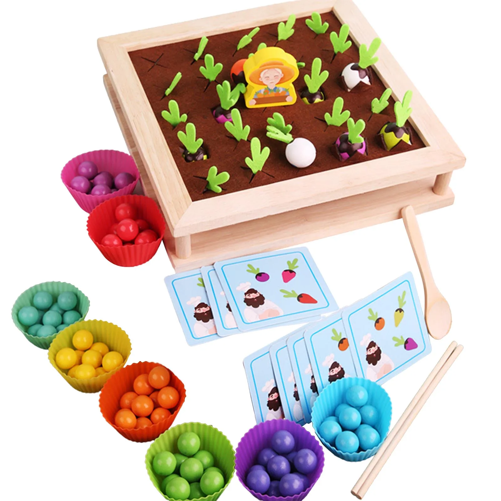 

Wooden Carrots Sorting Toy Color Shape Size Sorting Puzzles Fun Vegetables Toys Montessori Toy Fine Motor Skills For Toddlers 1