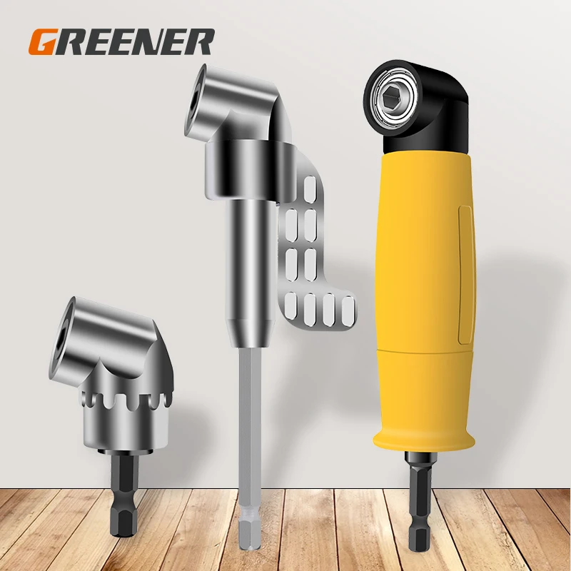 Greener 105/90 Degree Right Angle Driver Screwdriver Set Socket Holder Adapter Adjustable Bits Drill Bit Tool 1/4 inch Hex Bit