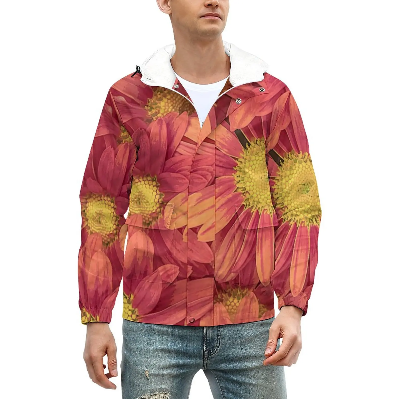 

Женские теплые куртки, элегантные Водонепроницаемые зимние пальто с цветочным принтом, мужская повседневная куртка, уличная ветровка овер...