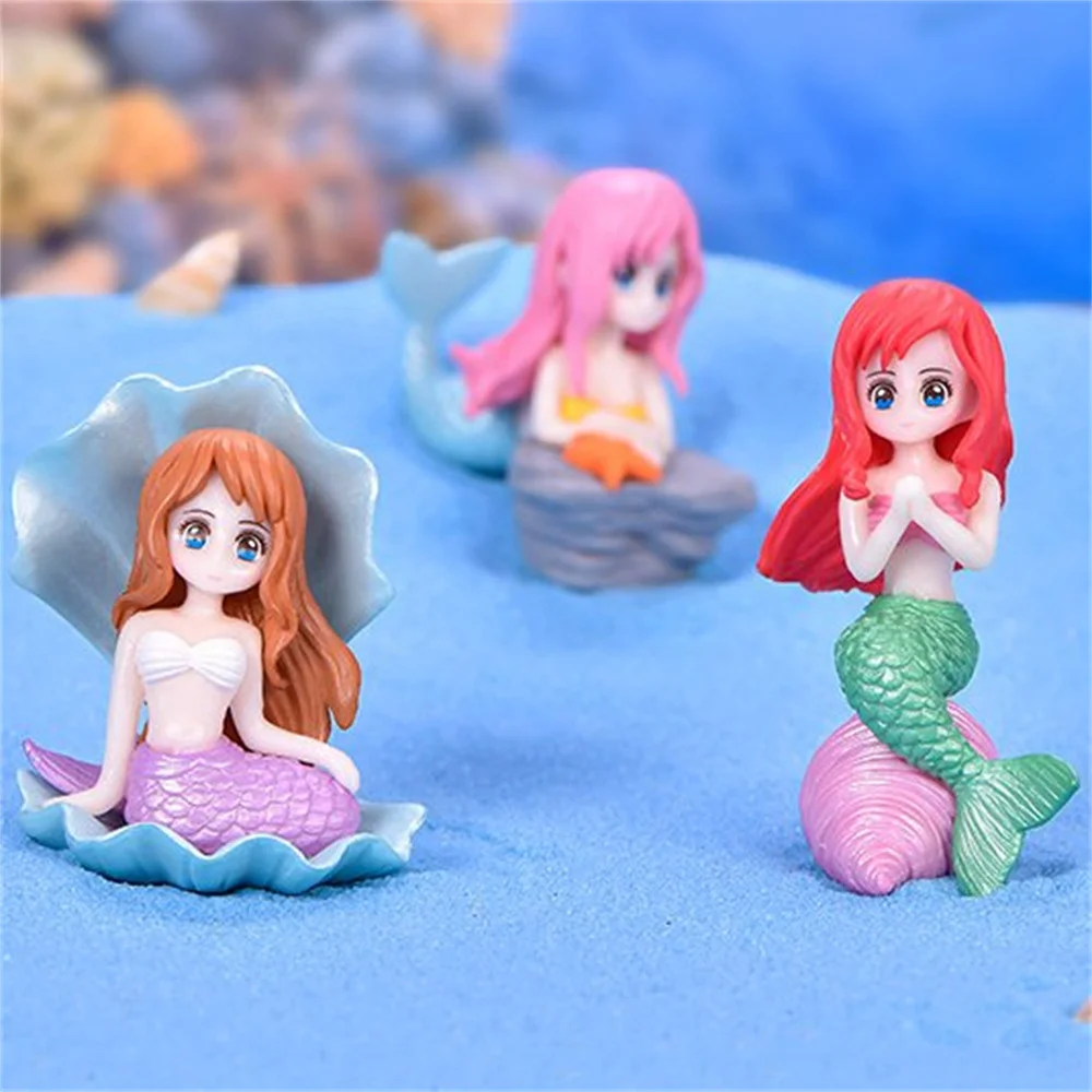 

4pcs Miniatures Figurines Shell Mermaid Micro Landscape DIY Crafts Bonsai Fish Tank Ornaments Home Desktop Aquarium Decoration