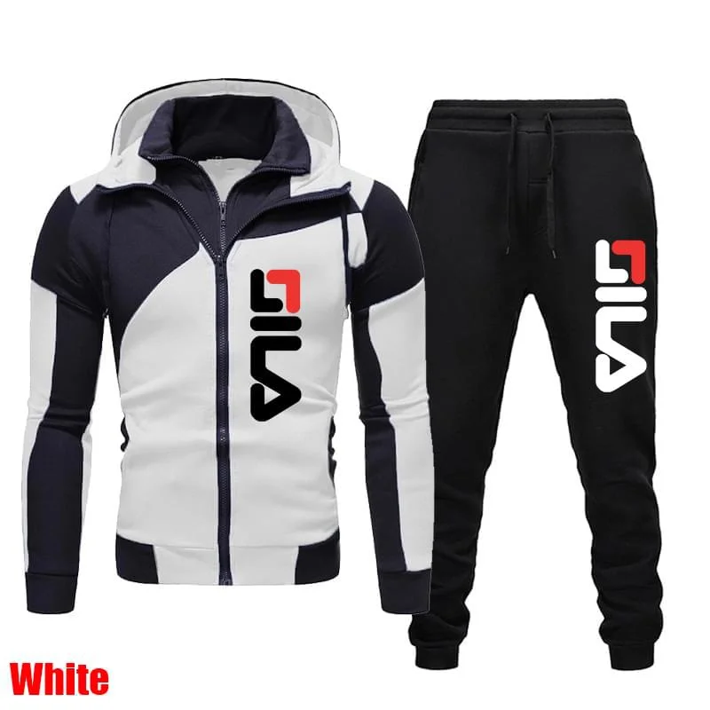 

Autumn Winter Men's Tracksuit Fashion Double Zipper Jacket and Sweatpants 2PCS Casual Long Sleeve Outdoors Sports Suits