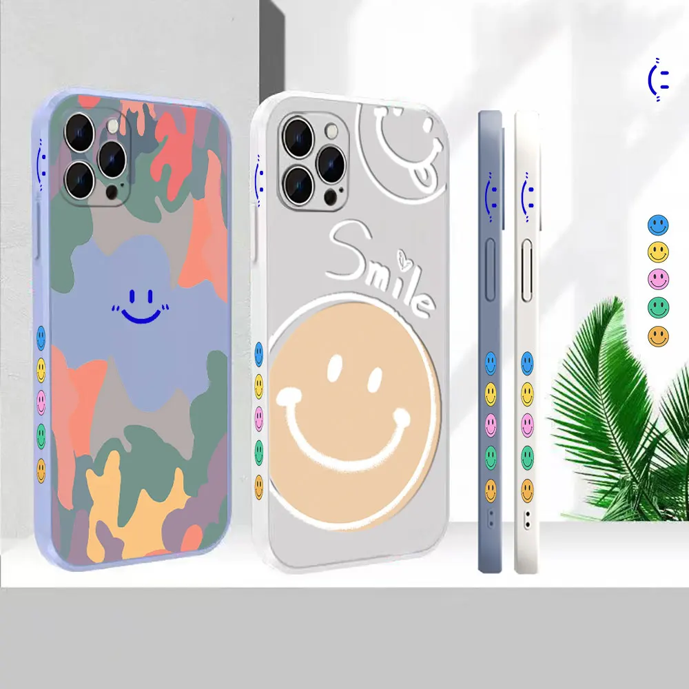 

Luxury Funny Ice Cream Smile Face Phone Case For Apple iPhone 14 13 12 11 Pro Max Mini 7 8 X XS XR SE Plus Liquid Silicone Cover