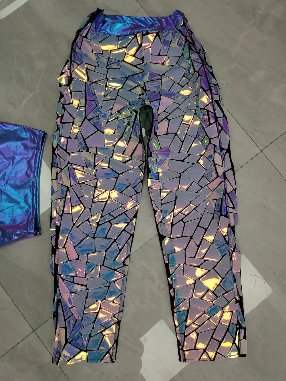 Женский костюм команды джазовых танцев в стиле хип-хоп фиолетовый синий лазерное