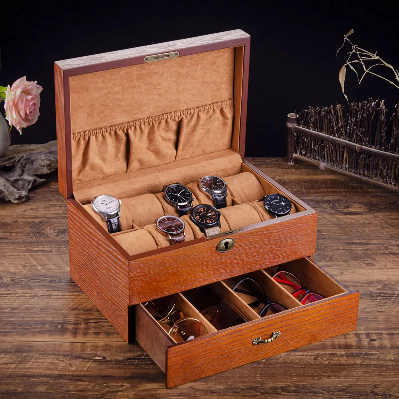 European-style watch bracelet glasses jewelry jewelry integrated storage display ring cufflinks box with lock collectors