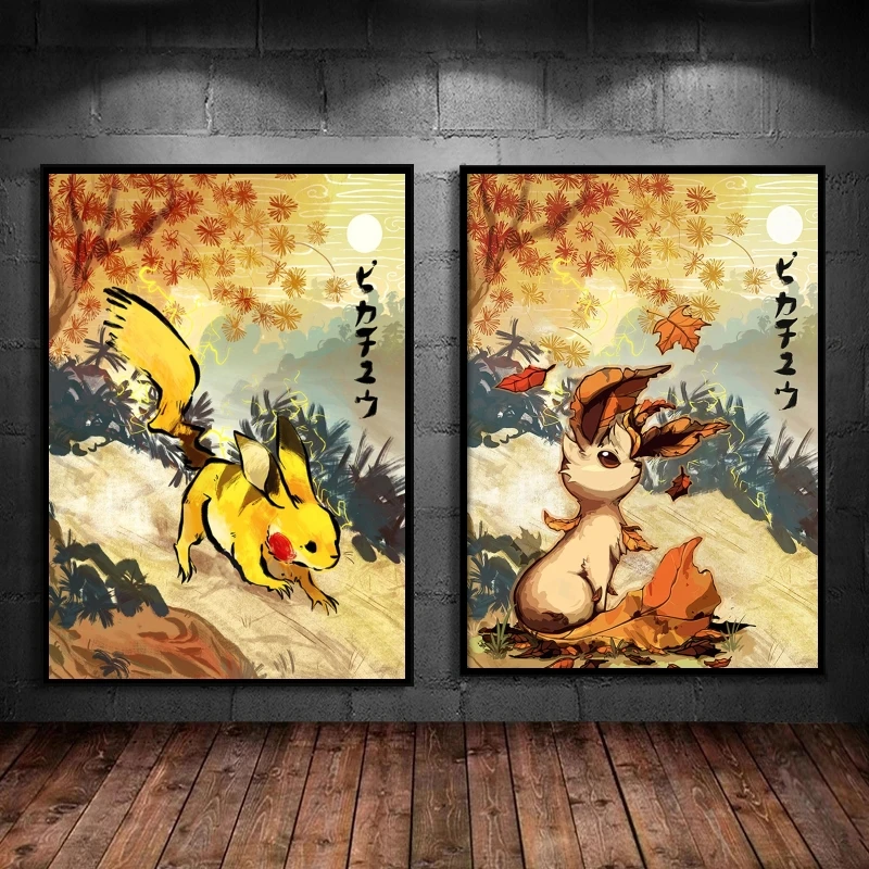 

Canvas Wall Art Pokemon Pikachu Aesthetic Poster Hanging Decoration Paintings Modular Prints Decorative Room Home Picture
