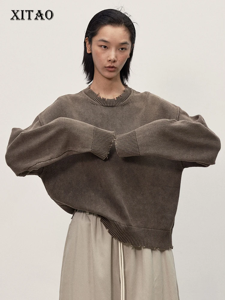 

XITAO Knit Female Sweatshirts Casual Solid Color Long Sleeve Loose Pullover Top Women 2023 Autumn Trend Sweatshirts HQQ1157