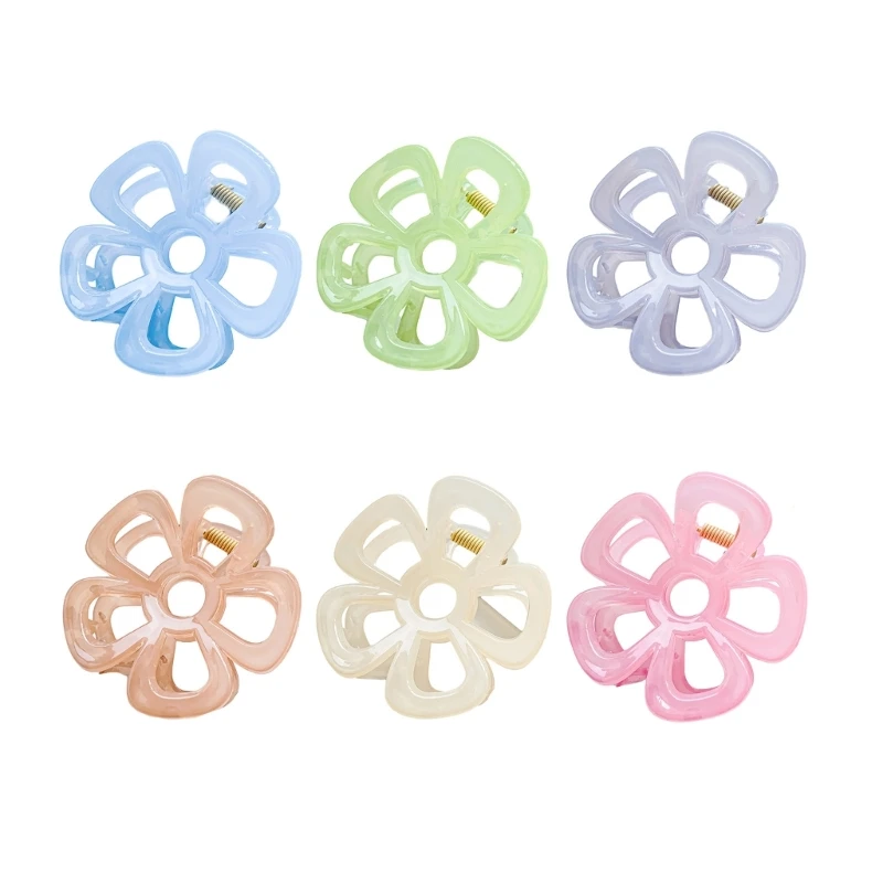 

Large Jelly Flower Hair Claw Clips Hollow Hair Jaw Clip Flower Hair Catch Barrettes Ponytail Holder Hair Props