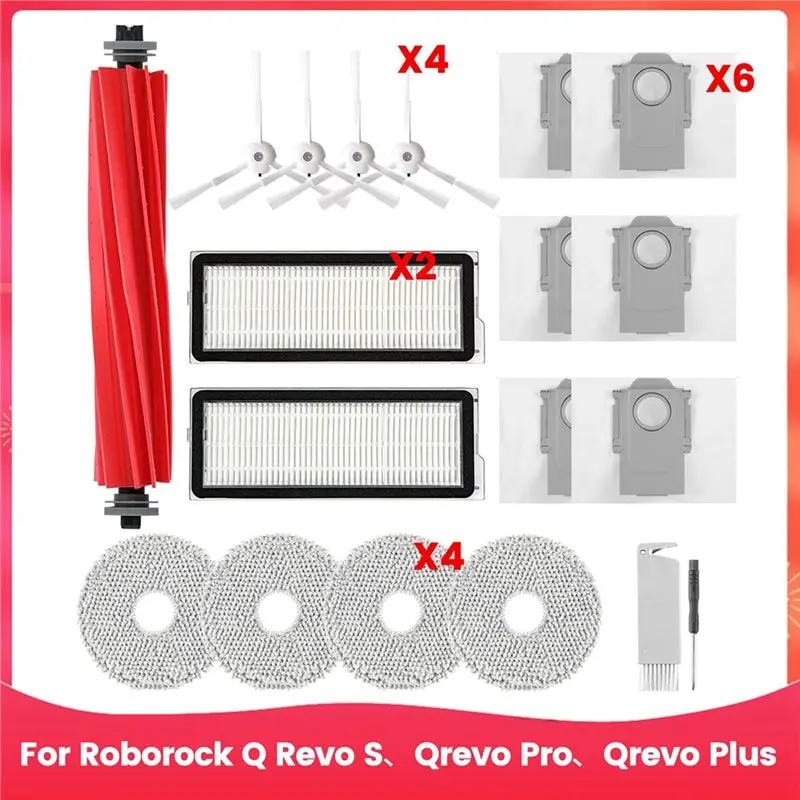 Фото Комплект ABWR-2 для роботов-пылесосов Roborock Q Revo S, Qrevo Pro, Qrevo Plus: основная и боковые щетки, HEPA-фильтр, салфетки для влажной уборки, мешки для сбора пыли. №2