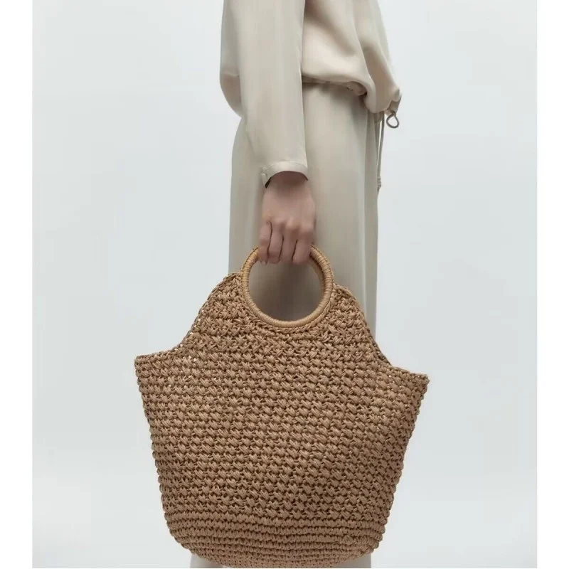

New Paper Woven Portable Beach Bag Fashion Commuter Women's Handbag
