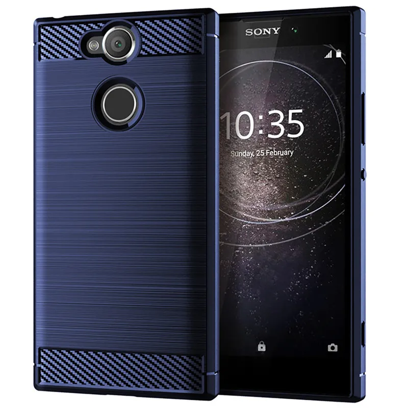 Роскошный чехол из углеродного волокна для Sony Xperia XA2 полностью Защитный Мягкий