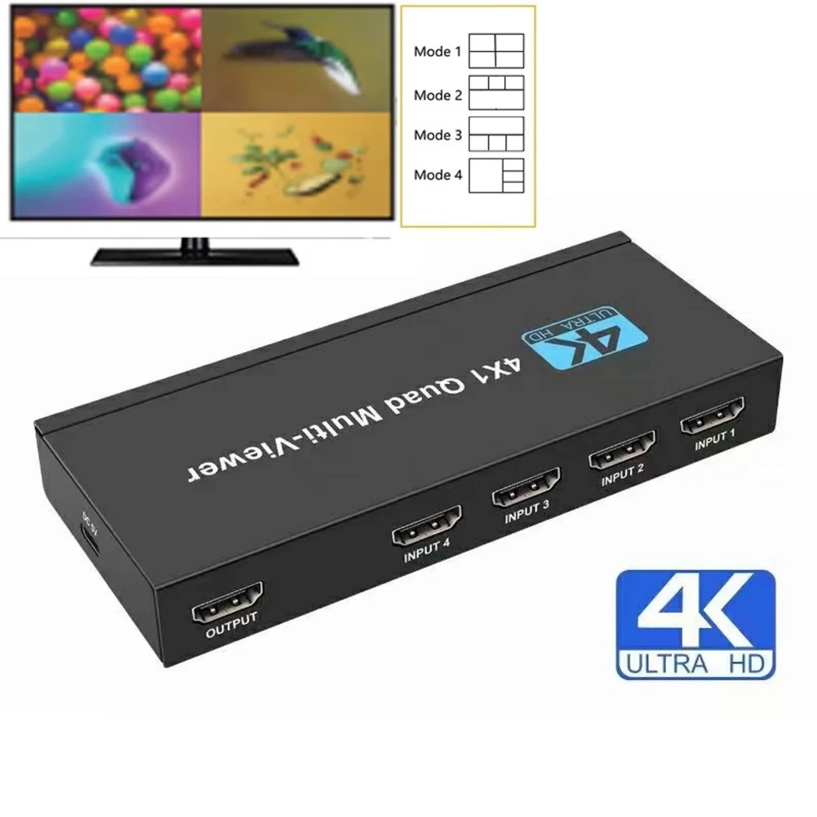 

4K HDMI четырехъядерный мультиплексор 4x1 HDMI сегментирование экрана многоэкранный бесшовный переключатель видео мультиплексор левый правый двойной дисплей