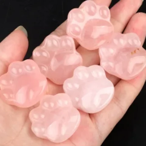 Энергетические камни с резьбой кошачья лапа, аметист, кварц, для дома