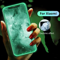 glowing protective glass for xiaomi mi poco x3 pro m3 f3 10 10t screen protectors for redmi note 10 pro 10s 9s 9t 9a 9c 8a 8t 7