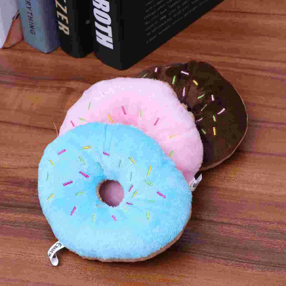 

6pcs Dog Chew Toy Plush Donut Shaped Squeaky Squeaking Sound Toy Plush Pet Puppy Toys Pets Bite Chewing Puppy Dog Toy (Coffee +
