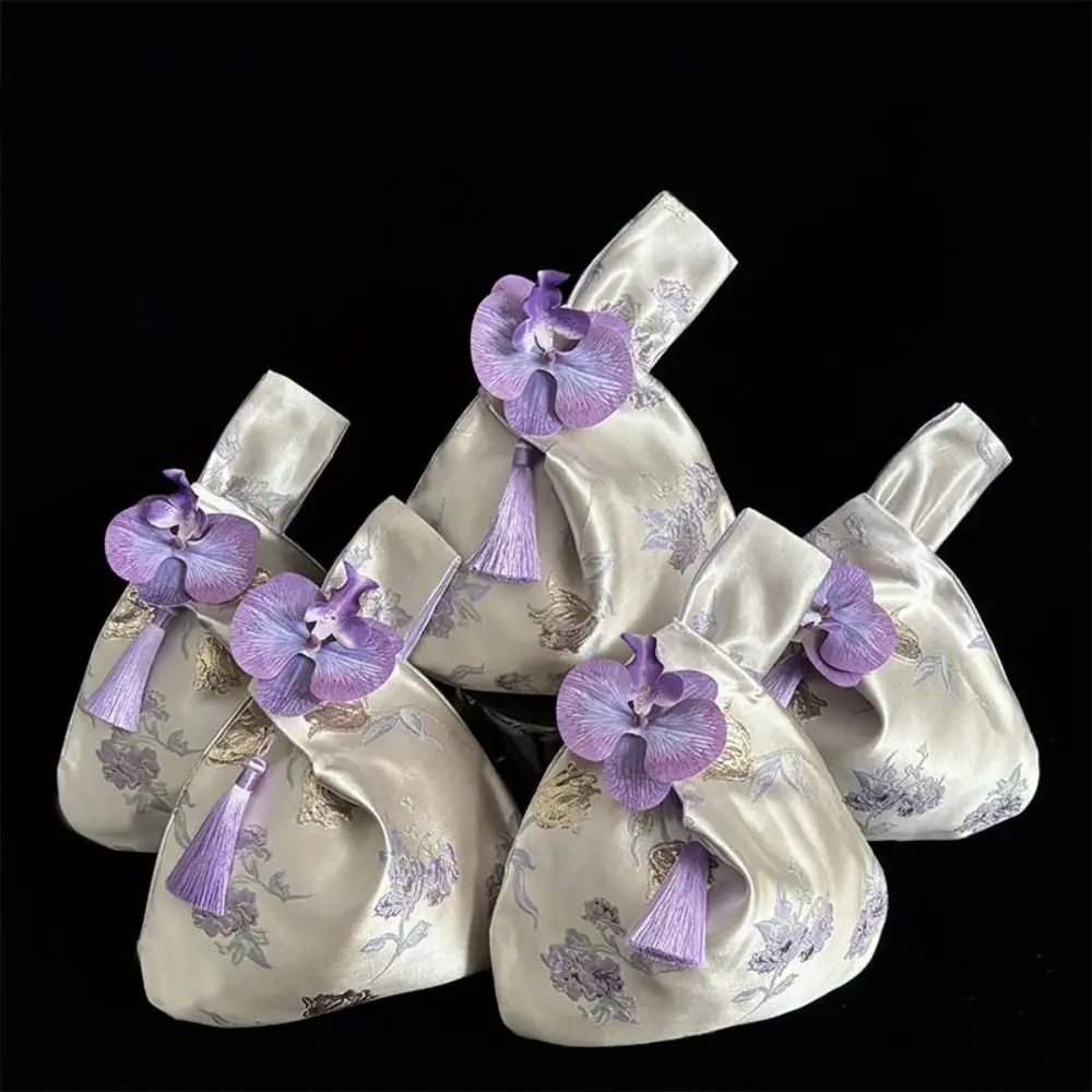 Мешочек для мелких предметов сумка на запястье с узлом и кисточкой сумки