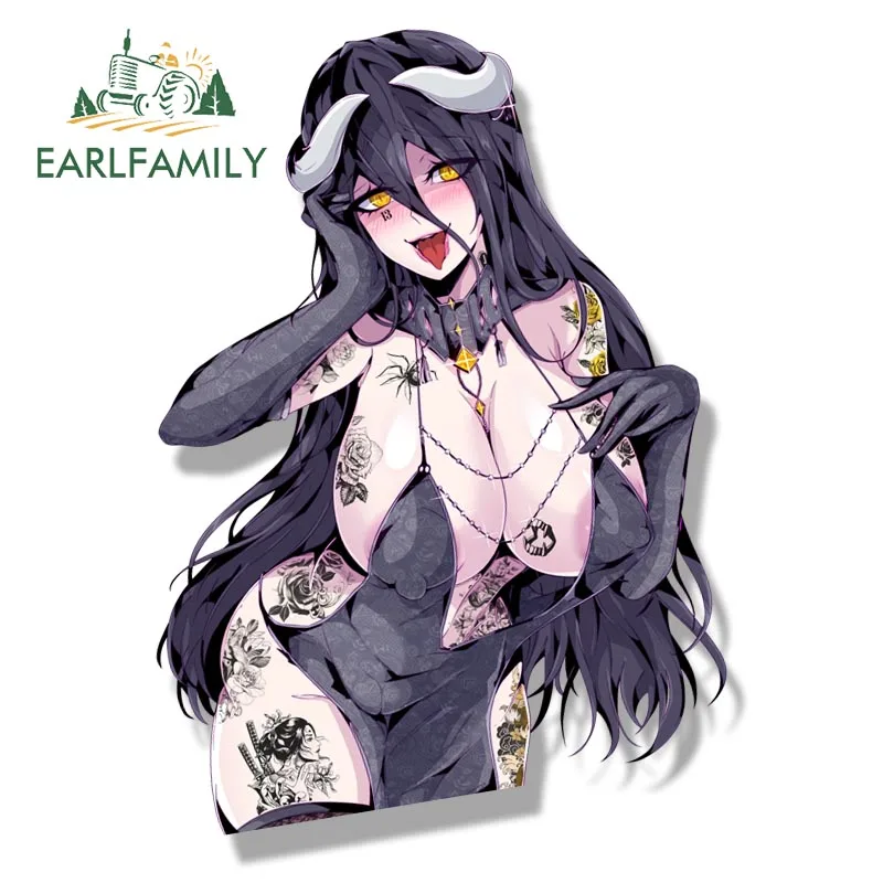 EARLFAMILY Gyaru Albedo Fanart наклейка на автомобиль для эскизов Waifu JDM мультфильм Peek Girl
