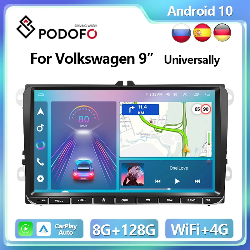Автомагнитола Podofo, мультимедийный плеер на Android, с 8 