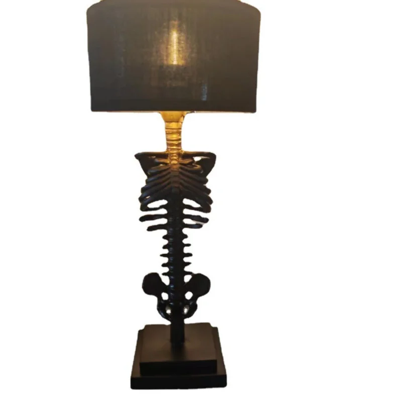 Halloween Decoration Table Lamp Resin Gothic Skeleton Bedside Lamp 5w Usb Powered Nightstand Lamp Vintage Warm Light Desk Light