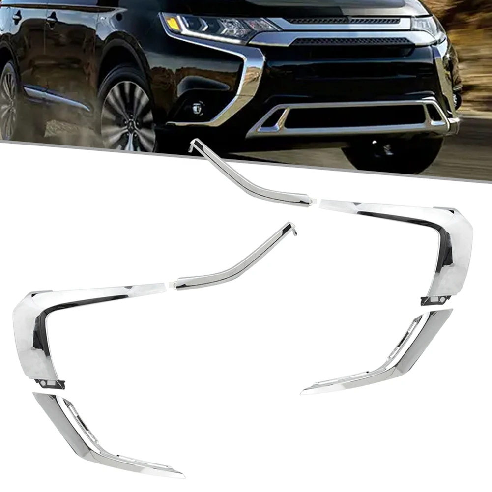 

Передний нижний бампер, хромированная отделка, молдинговая лента для фар Mitsubishi Outlander 16-19, декоративная Левая крышка