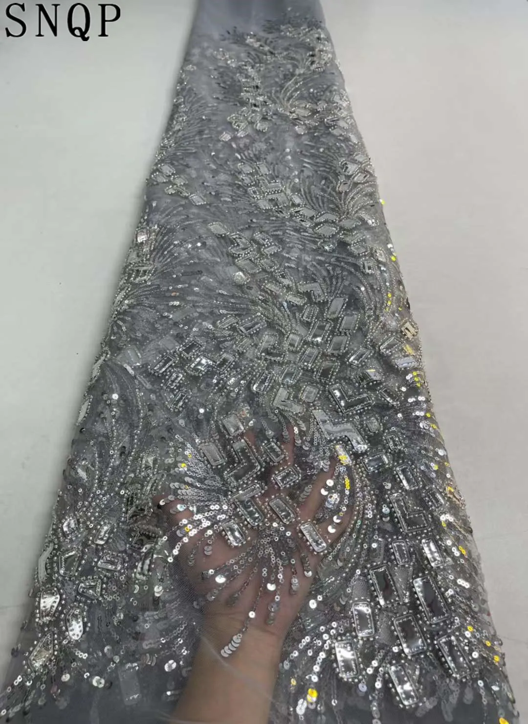 

Luxurious Nigerian Handmade Beads Lace Fabric 2022 High Quality Sequins Beaded Embroidery African French Lace Fabric For Dress