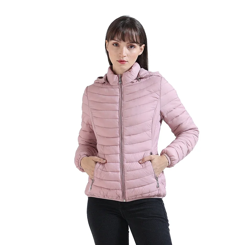 

SANTELON Winter Women Padded Jacket Slim Short Parka Outdoor Warm Clothes Portable Store In A Bag Ultralight Coat For Chile