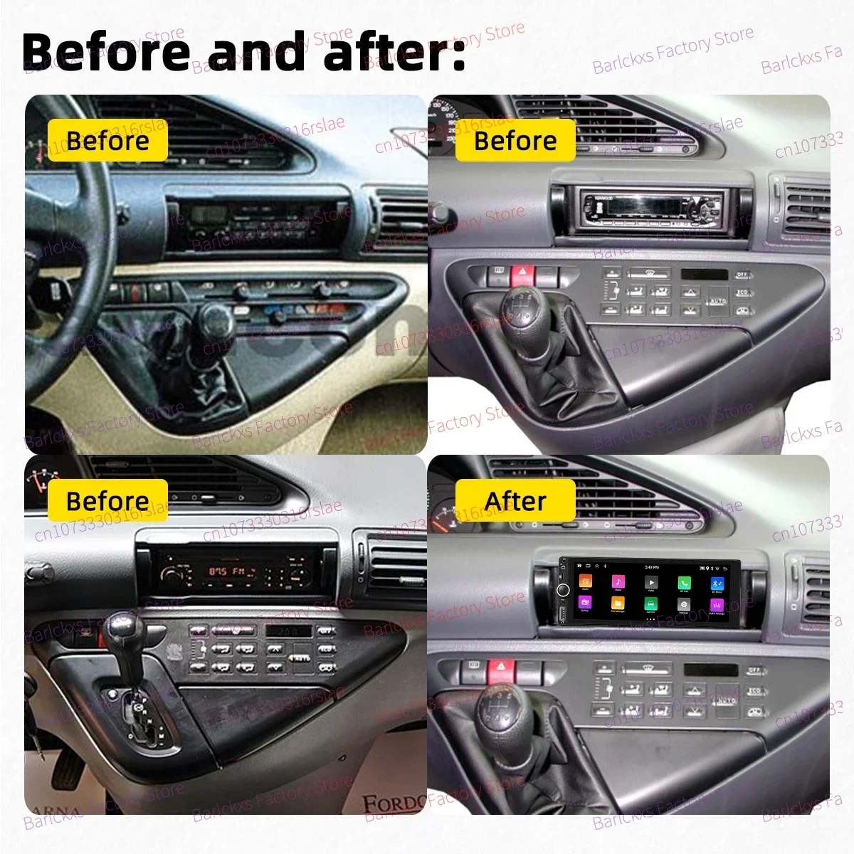 Фото 1Din Carplay Android авто радио Android автомобильный мультимедиа для Citroen Evasion 1998-2002 6,86 