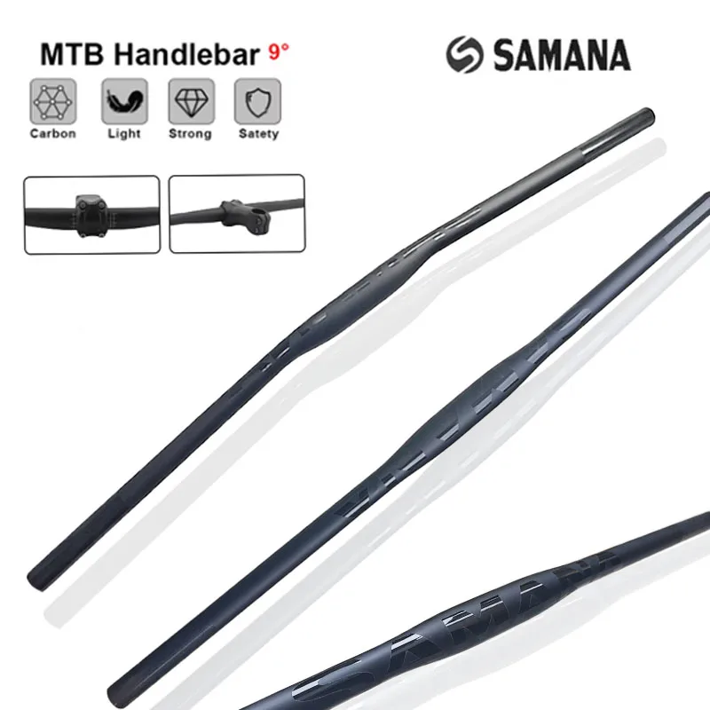 Фото Руль для горного велосипеда SAMANA T800 из карбонового волокна 9 °   Руль Backsweep с вылетом 0 мм, крепление 31,8 мм, ультралегкий, плоский, 600-800 мм, матовое покрытие UD №4