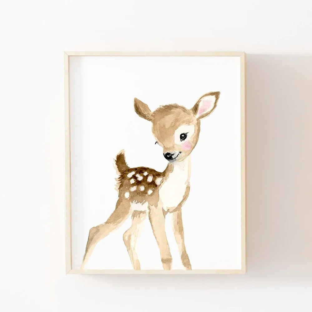 Лиса фаненок кролик белка холст Детская Настенная картина рисунок леса животные