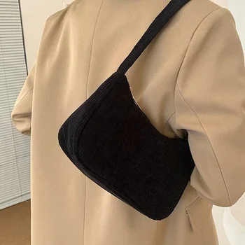Winter Corduroy Underarm Bag Casual Women Shoulder Bag 2